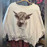 Free People NWOT  We The Free Graphic Camden Pullover - highland cow combo - XS Photo 9