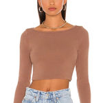 Lovers + Friends Revolve Cropped Long Sleeve Ribbed Blake Top Size Small Photo 0