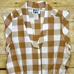 Anthropologie Whit Two Tan Gingham Check Tie Waist Romper Photo 5