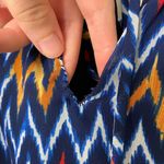 Sweet Storm  women’s electric blue red orange geometric cinched high neck dress M Photo 5