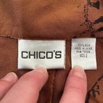 Chico's Silk Blazer Jacket Brown Asian Script Print Button Front Size 2 US L Photo 5