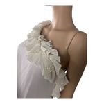 Max and Cleo NWT Eggshell One Shoulder Woven Cape Cocktail Dress Size 2 Photo 4