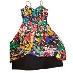 J. Crew Multicolored Brushstroke Silk Floral Abstract Sleeveless Dress Sz 2 Black Photo 8