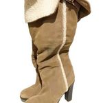Kelsi Dagger  Size 9.5 Light Brown Suede Faux Shearling Lined Knee-High Heel Boot Photo 0