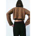 ZARA  Cable Knit Sweater Taupe Brown Photo 8