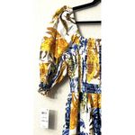 NWT INC Smocked Maxi Dress L Floral Print Blue Yellow White Cottage Romantic Size L Photo 7
