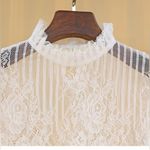 NEW White Lace Long Sleeve Sheer Top Large Photo 2