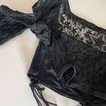 Nasty Gal lace black longsleeve crop top Photo 2