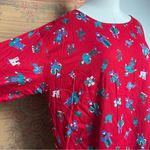 Putumayo 90s  Vintage Dropwaist Folk Print Red Dress Large Photo 2