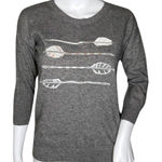 J. Crew Sweater Womens XS‎ Gray White Feathers Wool Rabbit Hair Blend Preppy Photo 0