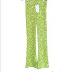 ZARA NWT  HIGH RISE FLARED JACQUARD PANTS  GREEN Photo 8