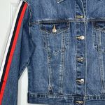 Forever 21  Blue Jean Jacket Racing Stripes Medium Photo 1