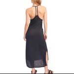 Free People  beach black speckled tank midi dress side slits lightweight Flax Lin Photo 1