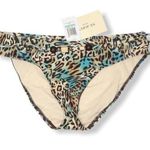 St. John Leopard Print Bikini Bottoms Beaded Size 8 Blue & Brown Resort Travel Photo 0