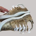 Gold Canvas Sneakers With Bible Verses & White Laces Size 7 Photo 8