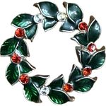 Elegant Green and‎ Red Leaf Brooch Photo 0