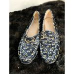 CAbi  Size 8.5 Blue Suede Mix Floral Print Slid In Flats Loafer Style Women's Photo 1