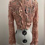 BANJUL 🌹NWT AKIRA  Turtleneck Mauve Lace Crop Top, Large Photo 1