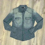 BDG  Urban Outfitters Cotton Denim Long Sleeve Snap Down Shirt Pockets Size S Photo 0