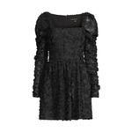 Black Halo NEW Alister Mini Dress, Floral Lace Applique Long Sleeve Babydoll 10 Photo 4