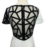 Angel Sanchez Sheath Dress 6 White Black Sequined Sheer Minimalist Renaissance Photo 4