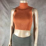 PaperMoon  Orange Mockneck Cropped Sweater Tank SMALL Photo 3