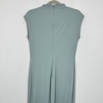 Open Edit  Funnel Mock Neck Sleeveless Midi Dress Blue Green M Slit Fitted Photo 6