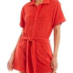 Gianni Bini GIANNA BINNI Terrycloth Romper Red Small Cover-Up Beach Vacation Classic Preppy Photo 0