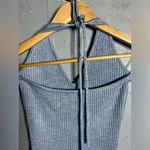 Abercrombie & Fitch Elevated Knit Halter Mini Dress - Blue Pattern. Size Medium Photo 5