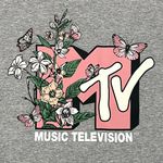 MTV Brand Viacom MTV Womens S Botanical Art Graphic Tee Shirt Heather Gray Floral Licensed Photo 2