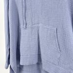 J.Jill  Pure Jill Gauze & Knit Hoodie V Neck Drawstring Pockets Periwinkle Large Photo 1