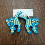 Unique Vintage Cat Earrings Lightweight Vintage Painted Photo 0
