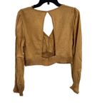 Kirious  Long Sleeve Open Back‎ Blouse Elastic Waist Crop Top Large New Photo 2