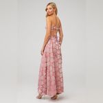 For Love & Lemons  Raya Pink Velvet Rosette Rose‎ Floral Maxi Dress Size M Photo 1