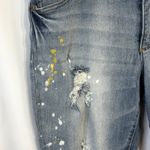 Cato  Size 14‎ Capri Jeans Cropped Blue Distressed Paint Splatter Mid Rise 1143 Photo 4