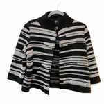 Chico's Chico’s Black White Sweater Knit Trapeze Jacket M Women’s Spring Topper Classic Photo 0