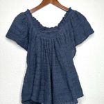 Free People Free People Women's M Thrills And Frills Off Shoulder Top in Navy Boho Lace Photo 2