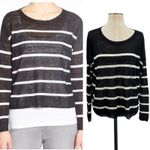 Eileen Fisher Organic Linen Crepe Striped Top Sweater Black White Size Medium Photo 1