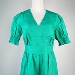 NWOT Boden Linen Ada Double Cloth Green Ruffles Dress Size 8 Knee Length Photo 2