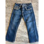 LA Idol USA Capri Jeans size 5 W‎ 29 L 18 29x18 Denim Jean Bling Flap Pockets Blue Photo 2