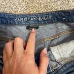 American Eagle  Women's High Rise Distressed MOM Blue Denim Jean Shorts Photo 1
