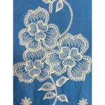 Solitaire Embroidered Floral Sky Blue Intricate Flowy Boho Garden Party Spring Blouse M Photo 4