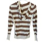 Guess Striped Ribbed Hooded Full Zip Sweater Slim Fit White Brown Size Medium Photo 1