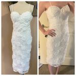 Lulus NWOT Sultry Romantic White Lace Textured Bustier Bodycon Midi Dress Photo 12