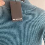 Wild Pony Ribbed Cropped Mock Small Turtleneck Long Sleeve‎ New Blue Photo 5