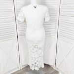 Lumiere Crochet Lace Crop Top Midi Pencil‎ Skirt Set White Large Boho Photo 3