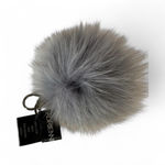 Adrienne Landau  Gray Fox Fur Pom Pom Keychain Bag Charm Soft Fluffy Real Stylish Photo 1