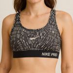 Nike Pro Dri-Fit Size XS Grey and White Athletic Sports Bra Photo 0