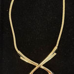 Monet Runway Vintage High Gleam Modernist Gold Pendant Necklace Photo 1