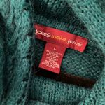 Jones Wear  Size L Teal Funnelneck Long Sleeve Lightweight Cable Knit Sweater Photo 9
